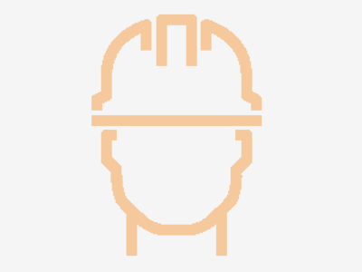 line drawing of head wearing hard hat