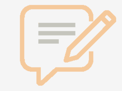 line drawing of speech bubble with pencil